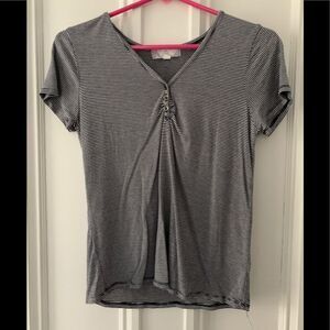 Pink Rose Black/white stripe v-neck S